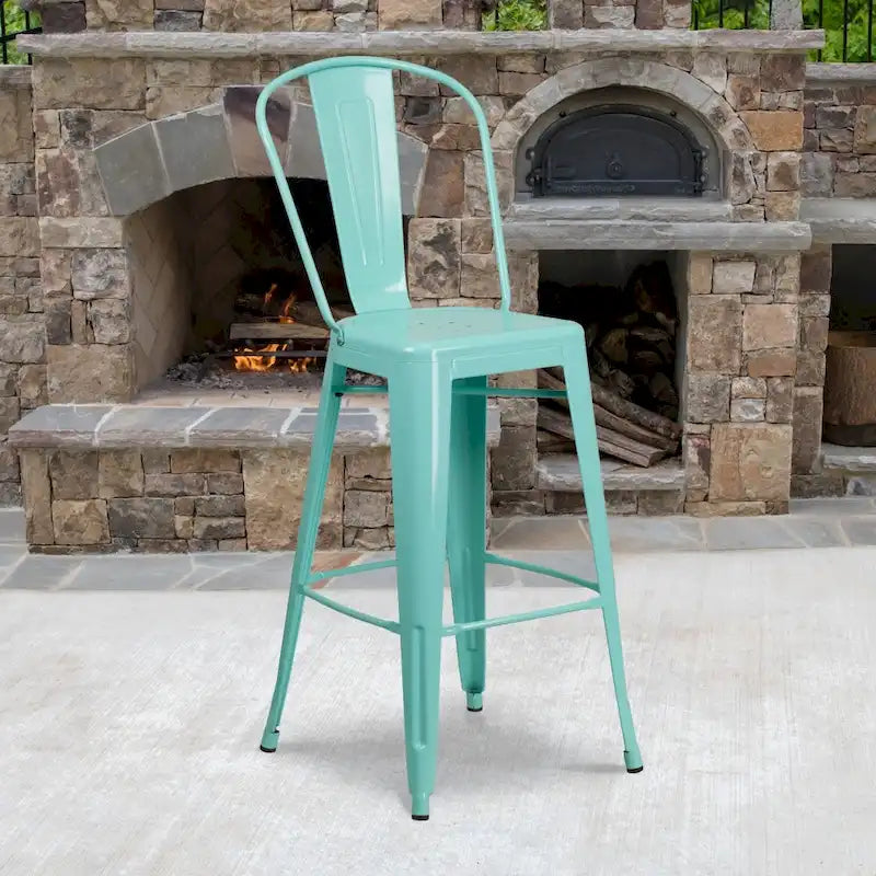 4 Pack 30  High Metal Indoor-Outdoor Barstool with Back - Kitchen Furniture