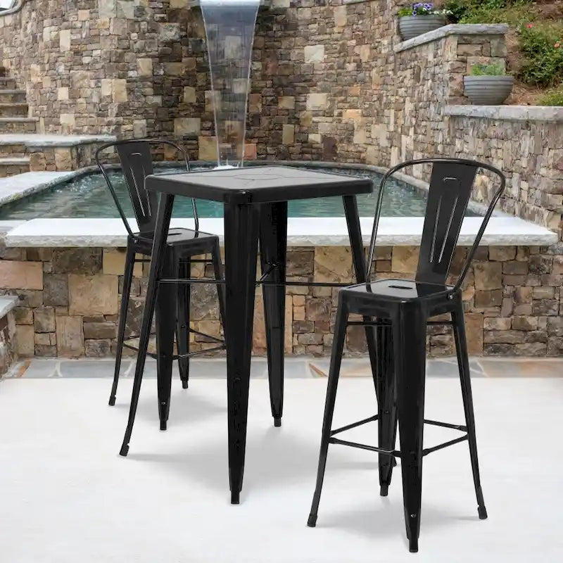 4 Pack 30  High Metal Indoor-Outdoor Barstool with Back - Kitchen Furniture
