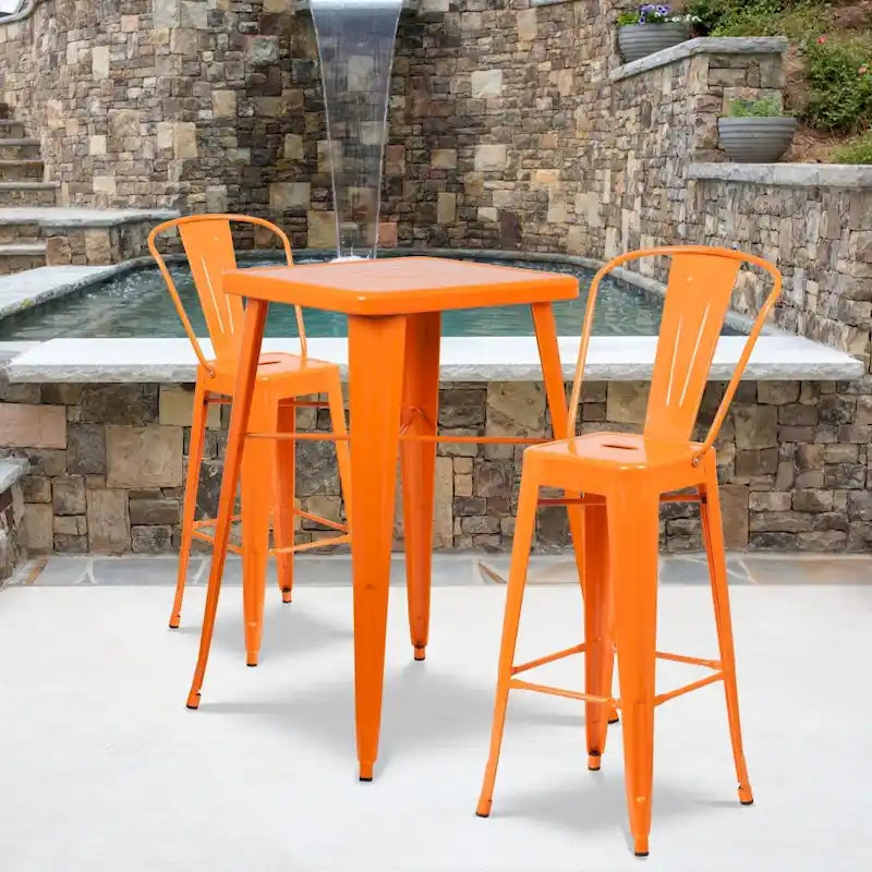 4 Pack 30  High Metal Indoor-Outdoor Barstool with Back - Kitchen Furniture