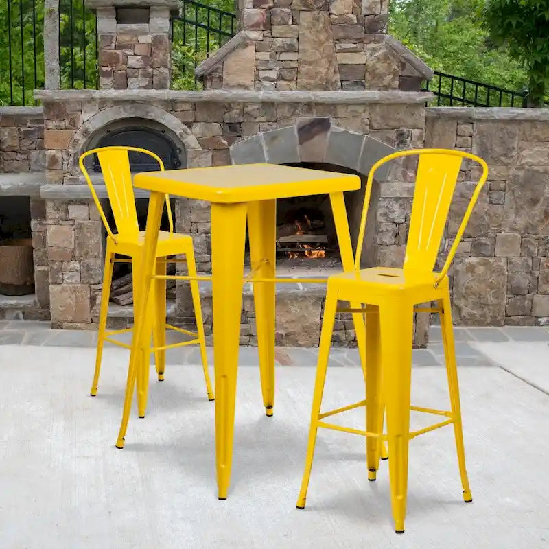4 Pack 30  High Metal Indoor-Outdoor Barstool with Back - Kitchen Furniture