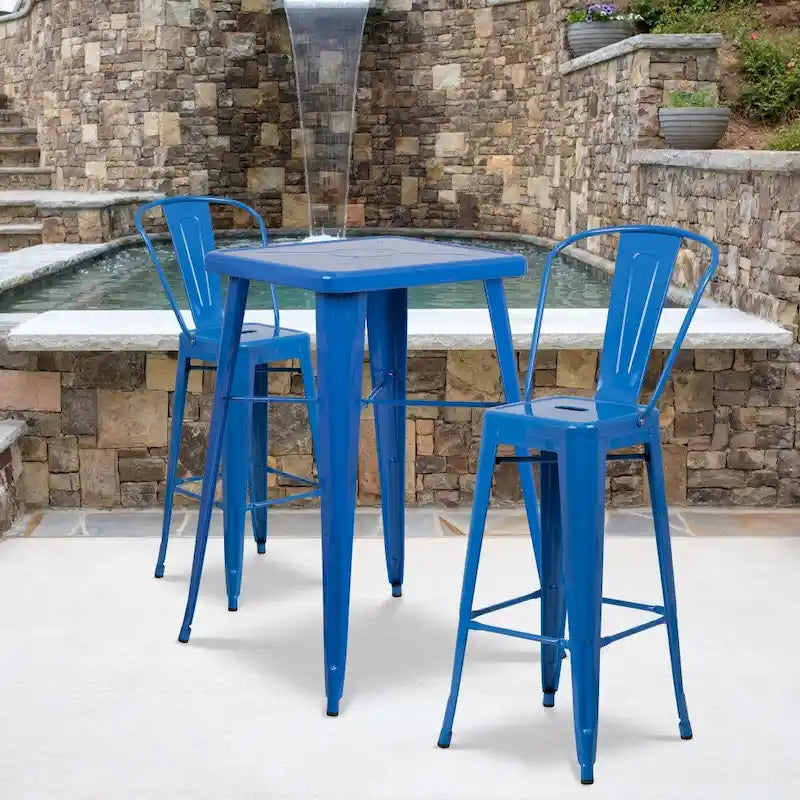 4 Pack 30  High Metal Indoor-Outdoor Barstool with Back - Kitchen Furniture