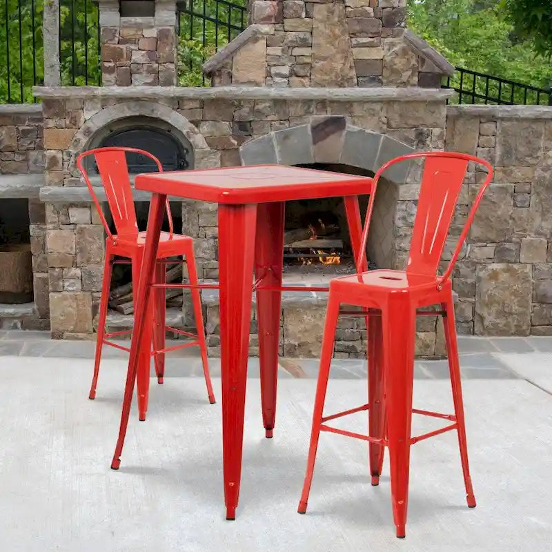 4 Pack 30  High Metal Indoor-Outdoor Barstool with Back - Kitchen Furniture