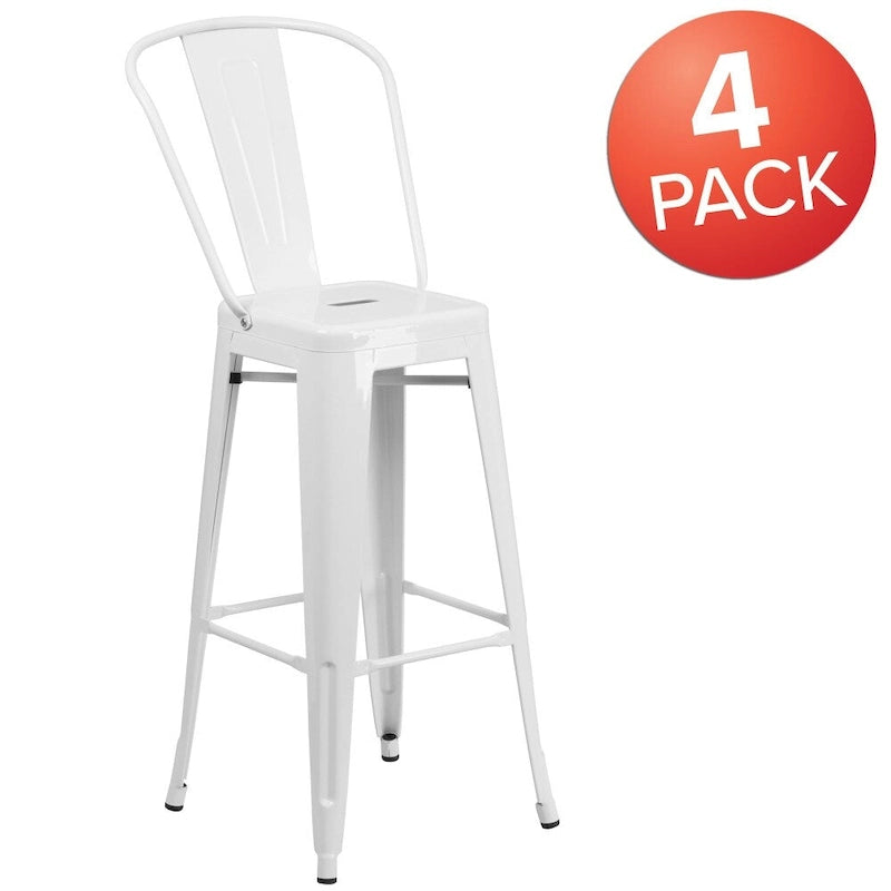 4 Pack 30  High Metal Indoor-Outdoor Barstool with Back - Kitchen Furniture