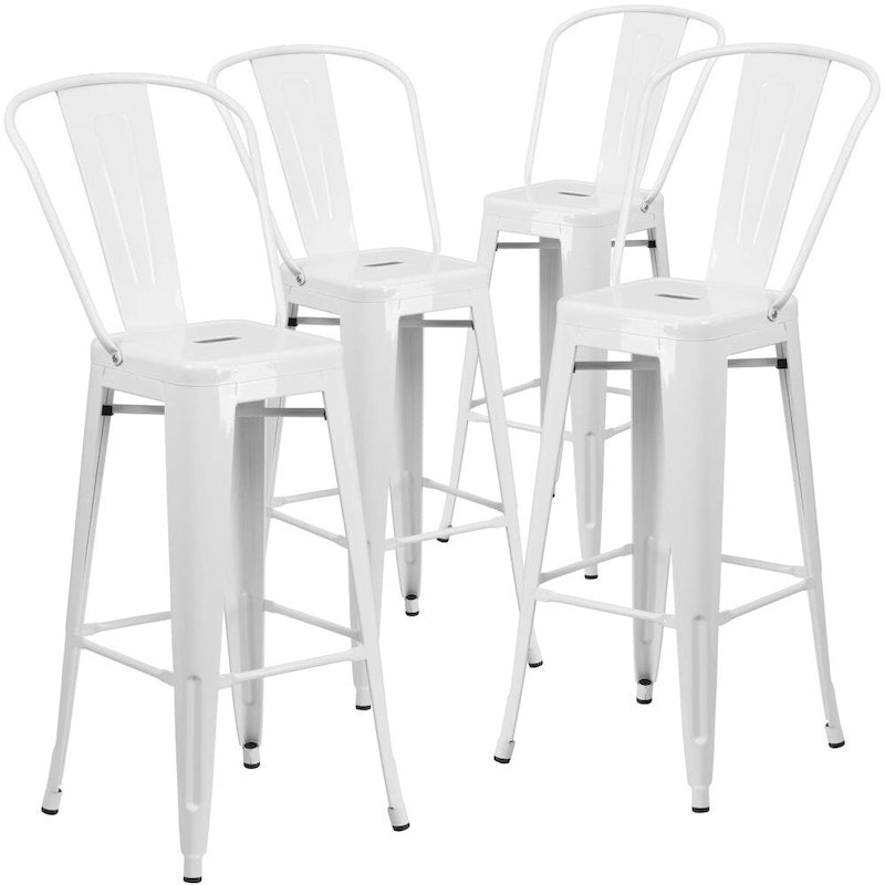4 Pack 30  High Metal Indoor-Outdoor Barstool with Back - Kitchen Furniture