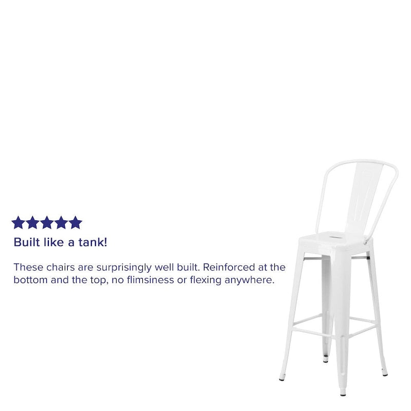 4 Pack 30  High Metal Indoor-Outdoor Barstool with Back - Kitchen Furniture