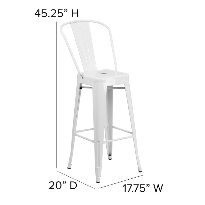 4 Pack 30  High Metal Indoor-Outdoor Barstool with Back - Kitchen Furniture