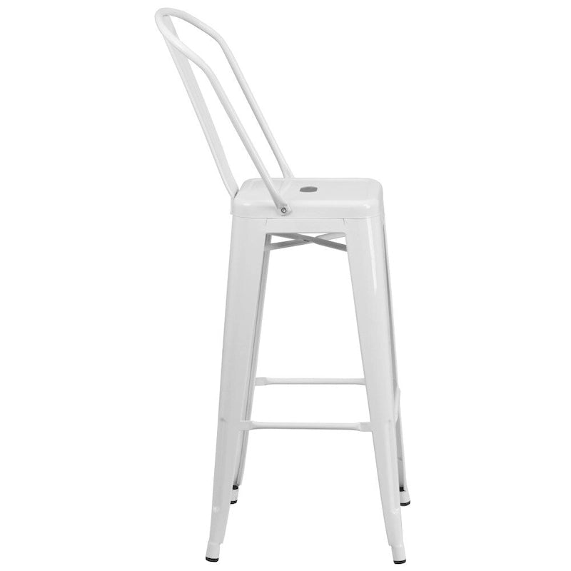4 Pack 30  High Metal Indoor-Outdoor Barstool with Back - Kitchen Furniture