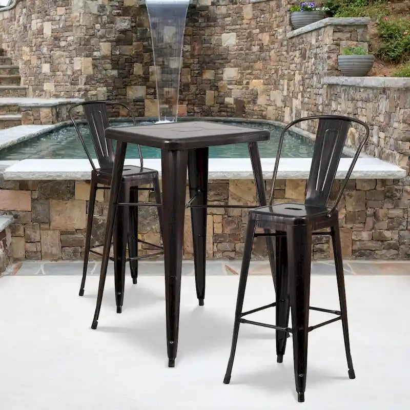 4 Pack 30  High Metal Indoor-Outdoor Barstool with Back - Kitchen Furniture