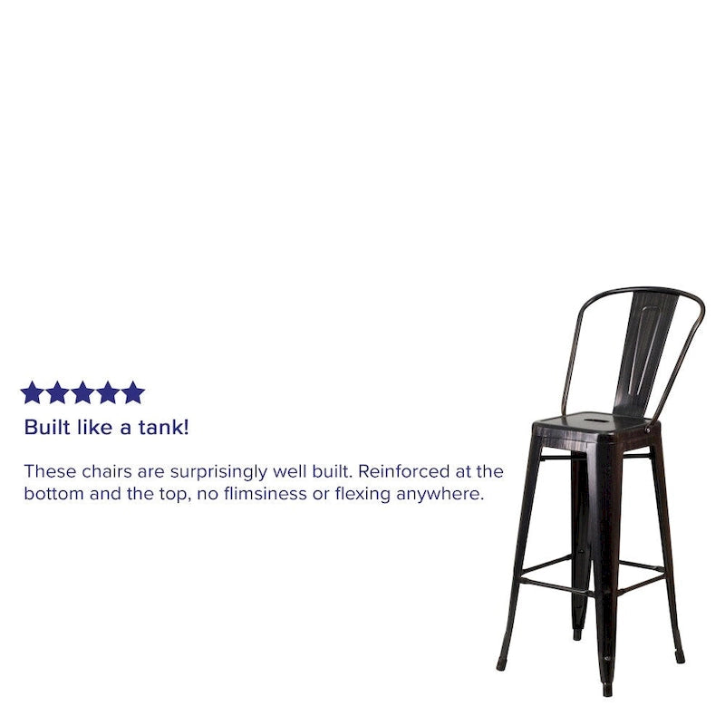 4 Pack 30  High Metal Indoor-Outdoor Barstool with Back - Kitchen Furniture