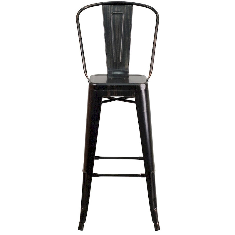 4 Pack 30  High Metal Indoor-Outdoor Barstool with Back - Kitchen Furniture