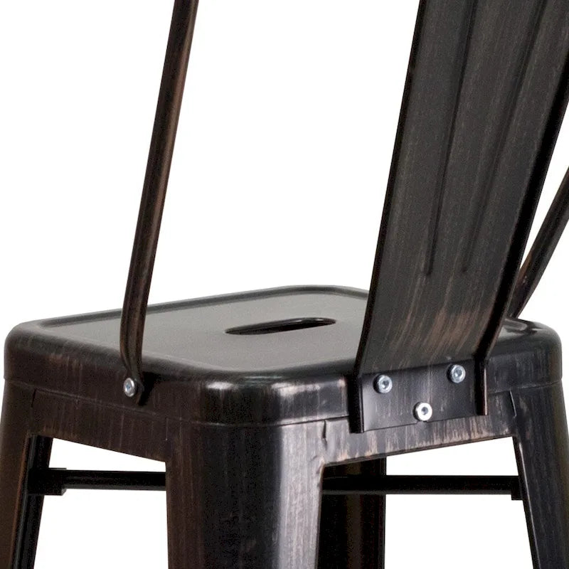 4 Pack 30  High Metal Indoor-Outdoor Barstool with Back - Kitchen Furniture