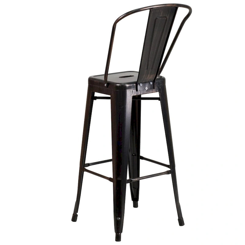4 Pack 30  High Metal Indoor-Outdoor Barstool with Back - Kitchen Furniture