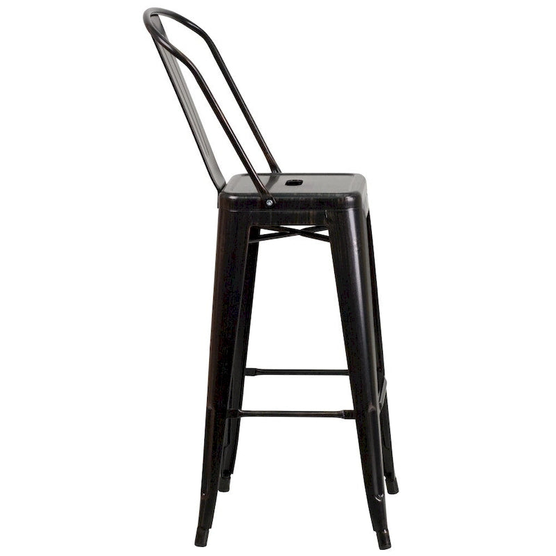 4 Pack 30  High Metal Indoor-Outdoor Barstool with Back - Kitchen Furniture