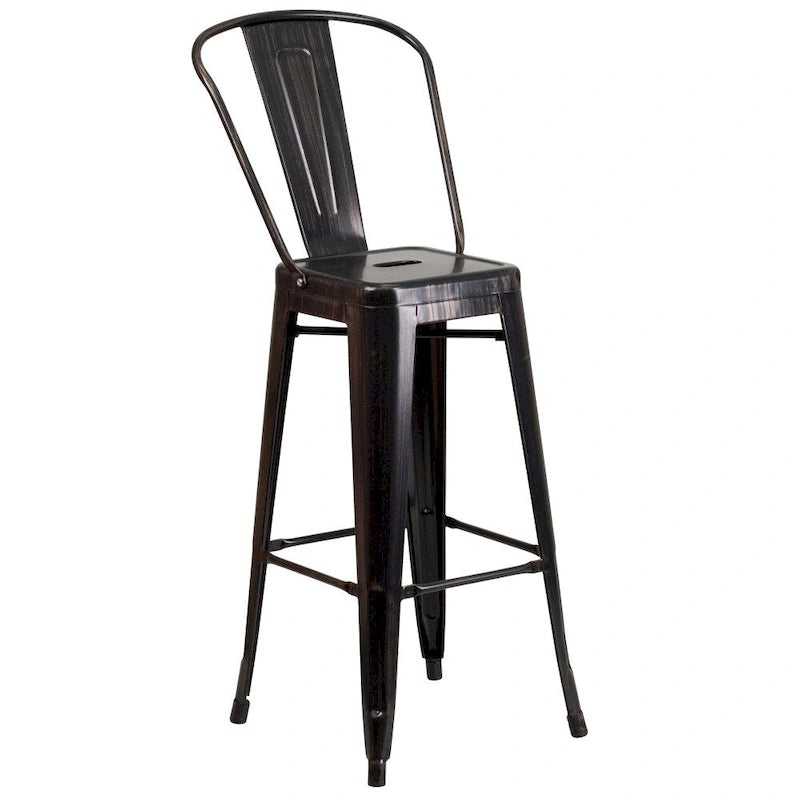 4 Pack 30  High Metal Indoor-Outdoor Barstool with Back - Kitchen Furniture