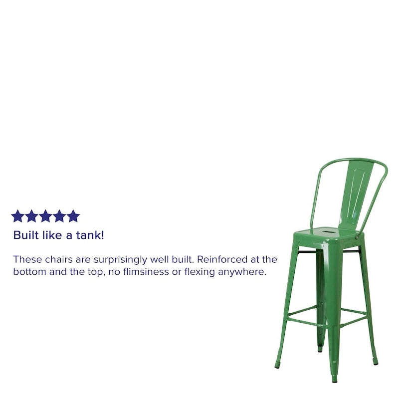4 Pack 30  High Metal Indoor-Outdoor Barstool with Back - Kitchen Furniture
