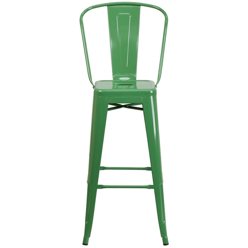 4 Pack 30  High Metal Indoor-Outdoor Barstool with Back - Kitchen Furniture