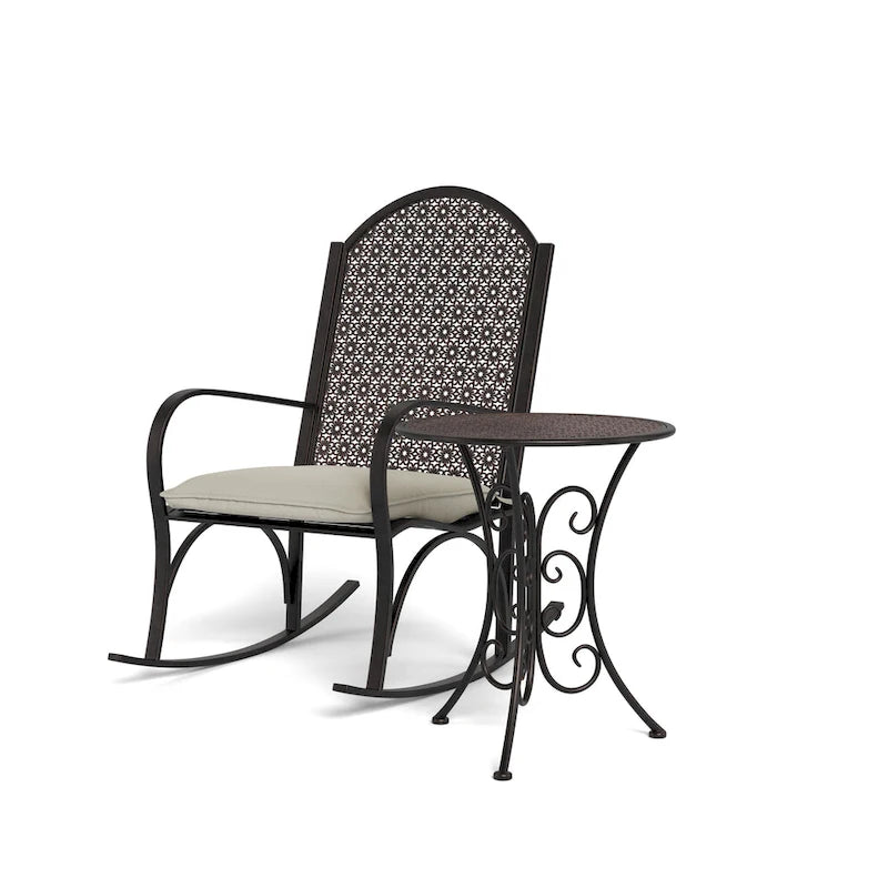 Garden Oiled Copper Metal Rocking Chair Set (2-Piece)