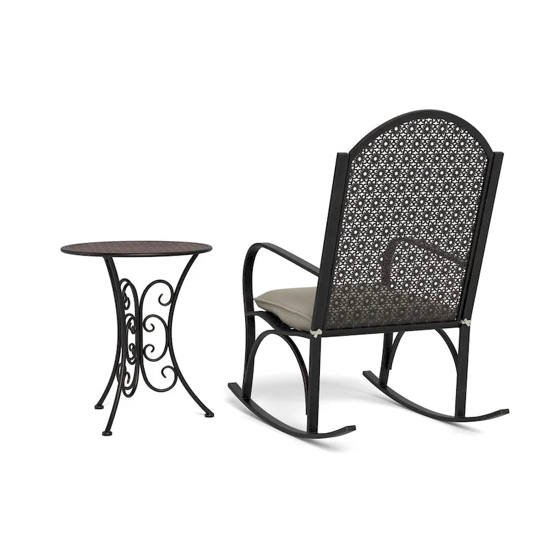 Garden Oiled Copper Metal Rocking Chair Set (2-Piece)