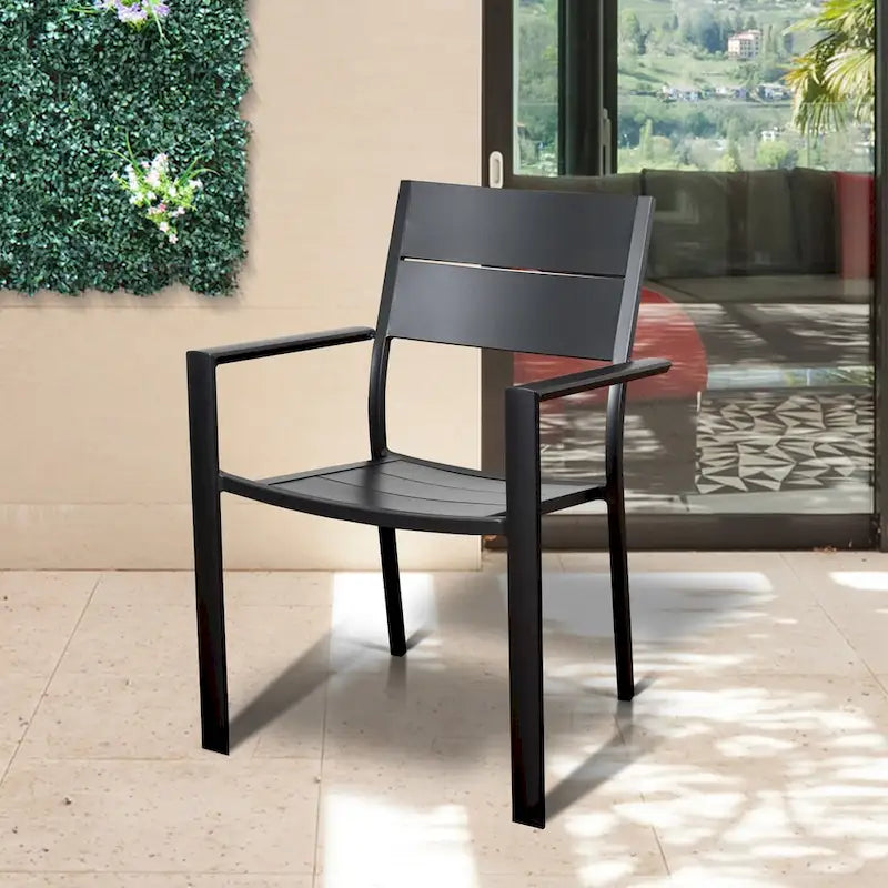 Atlantic Oscar Grey Aluminum Patio Dining Armchairs (Set of 4)