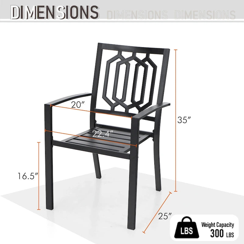 MAISON ARTS 5 Piece Outdoor Patio Dining Set, 4 Metal Stackable Dining Chairs and 1 Round 37.8  Diameter Umbrella Table