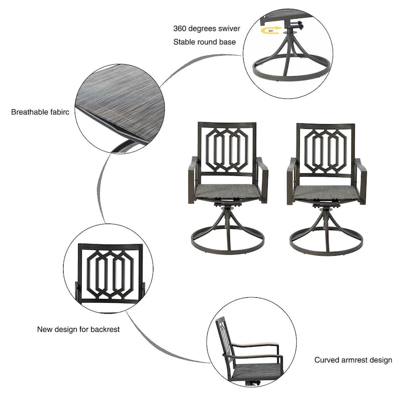Kozyard Modern Classic Outdoor Metal Swivel Chairs Patio Dining Rocker Chair