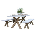 Cordelia 3-Piece Ivory Composite and Eucalyptus Wash Rectangle Dining Set With Benches