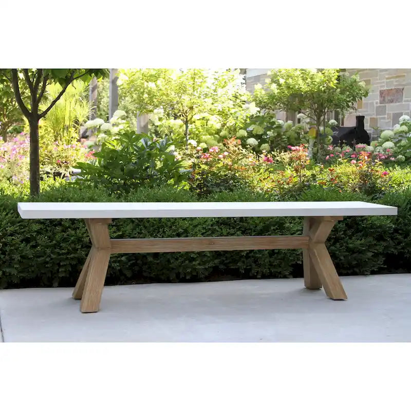 Cordelia 3-Piece Ivory Composite and Eucalyptus Wash Rectangle Dining Set With Benches