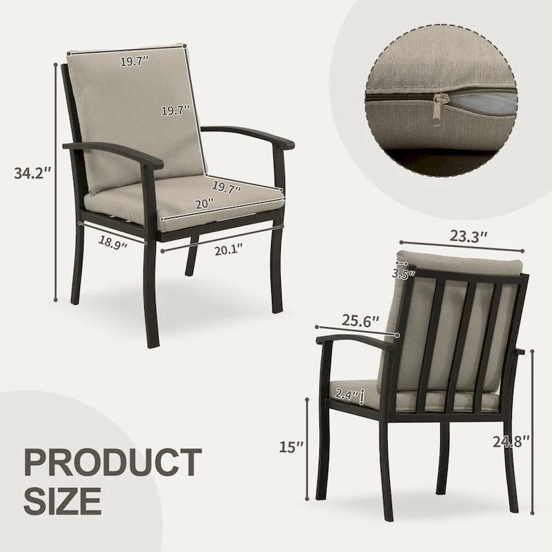 EGEIROS LIFE AluLux 7-Piece Aluminum Patio Dining Set with 2 Swivel Dining Chairs, 4 Dining Chairs and Washable Cushions