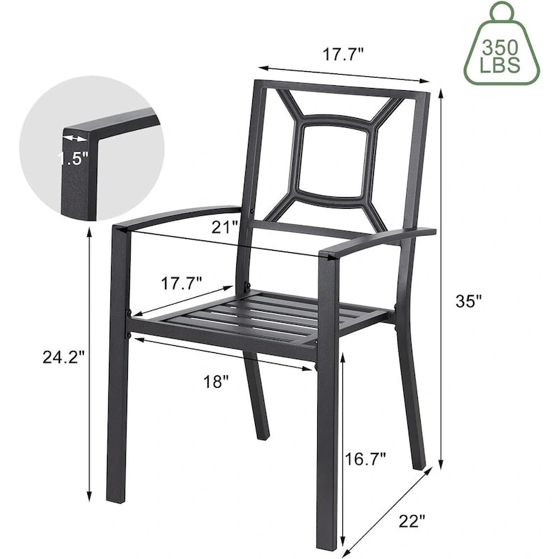 AECOJOY Outdoor Patio Dining Chairs, Stackable Arm Chairs(Set of 4)