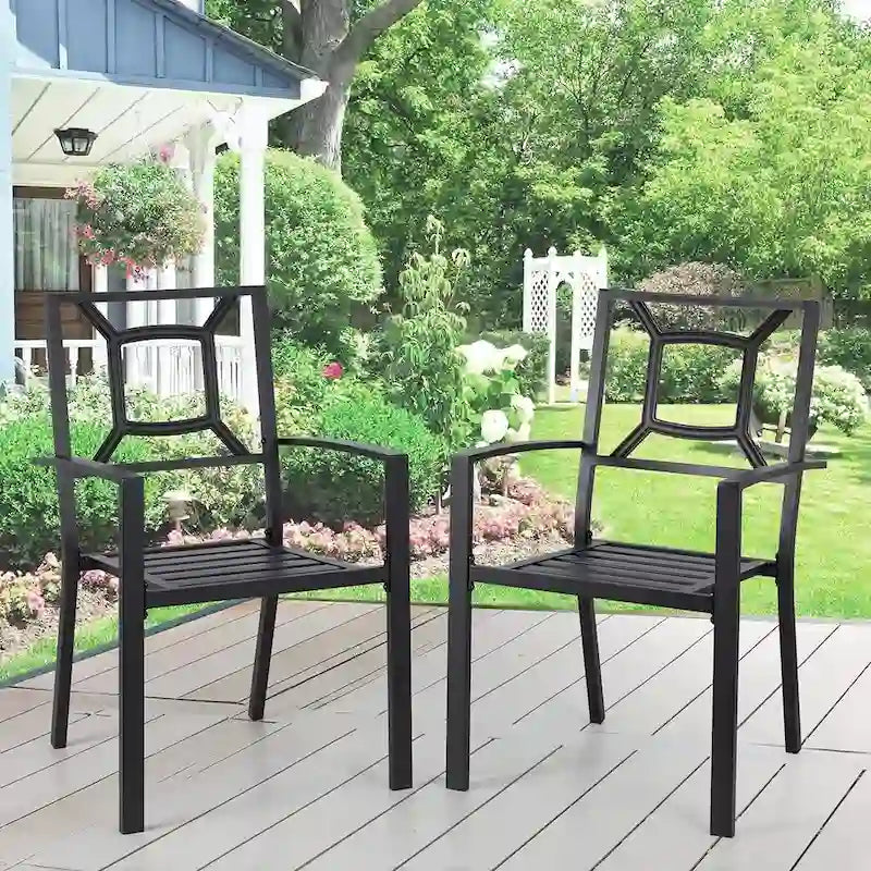 AECOJOY Outdoor Patio Dining Chairs, Stackable Arm Chairs(Set of 4)