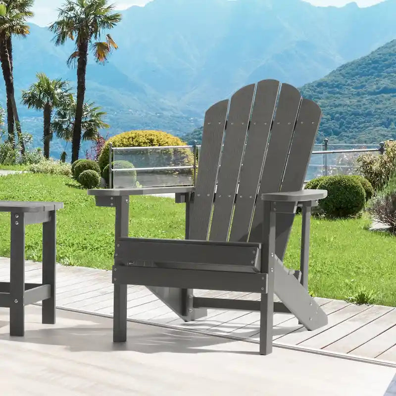 BONOSUKI Outdoor Adirondack Chair,HIPS Wooden-Like Finish Single Chair