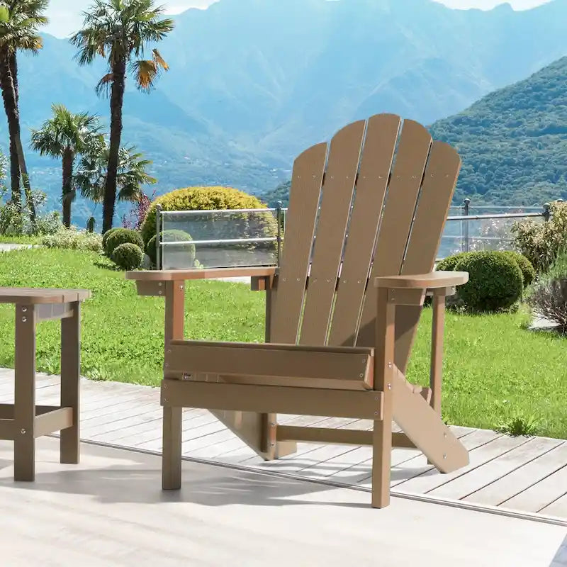 BONOSUKI Outdoor Adirondack Chair,HIPS Wooden-Like Finish Single Chair