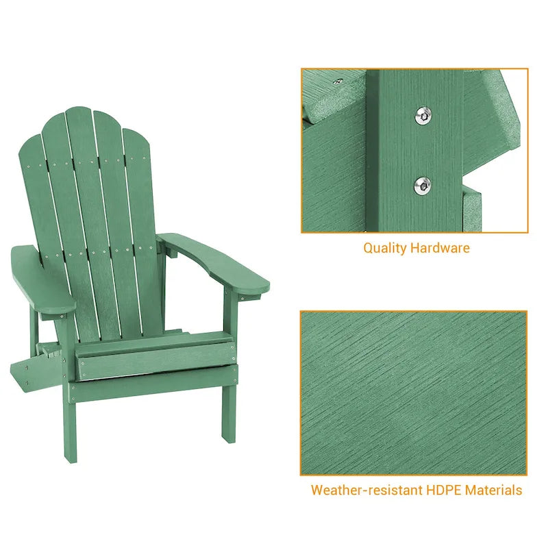 BONOSUKI Outdoor Adirondack Chair,HIPS Wooden-Like Finish Single Chair