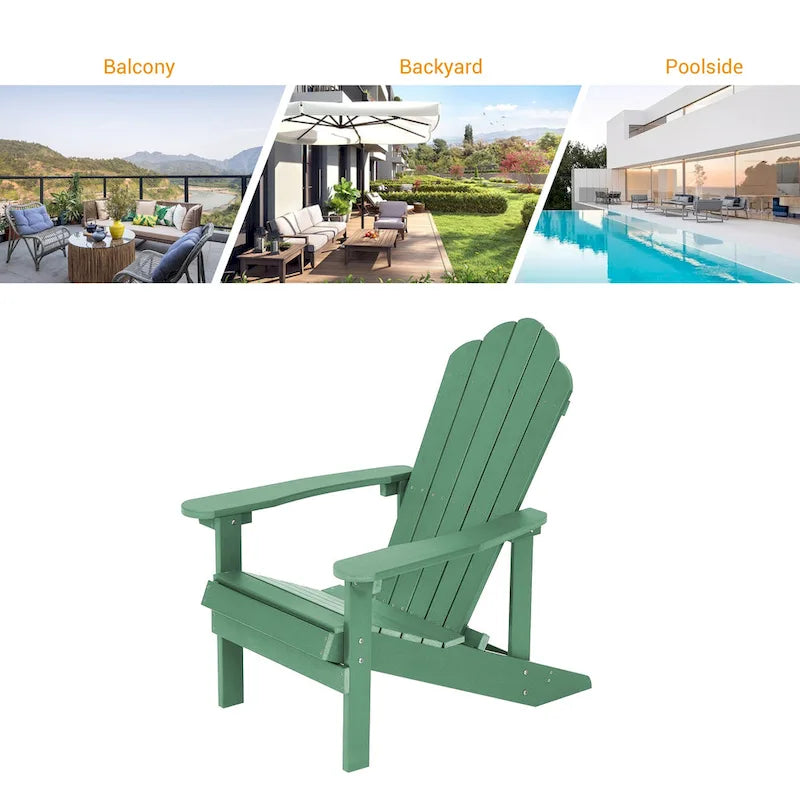BONOSUKI Outdoor Adirondack Chair,HIPS Wooden-Like Finish Single Chair