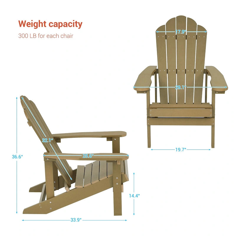BONOSUKI Outdoor Adirondack Chair,HIPS Wooden-Like Finish Single Chair