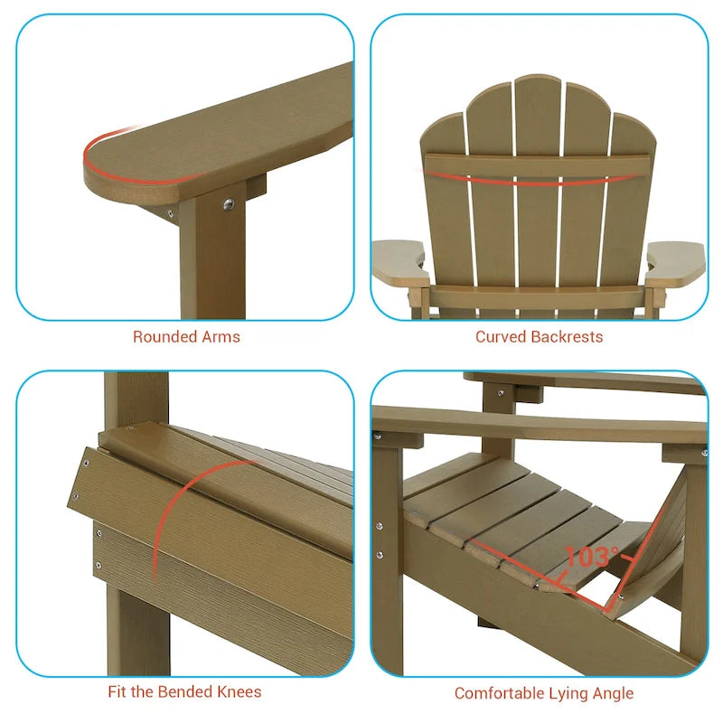 BONOSUKI Outdoor Adirondack Chair,HIPS Wooden-Like Finish Single Chair