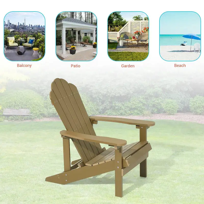 BONOSUKI Outdoor Adirondack Chair,HIPS Wooden-Like Finish Single Chair