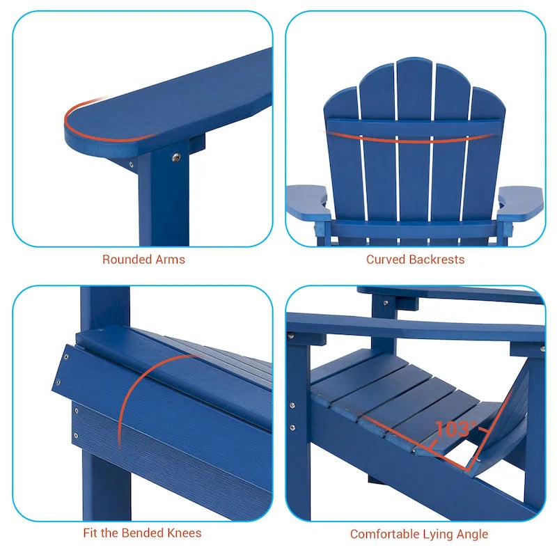BONOSUKI Outdoor Adirondack Chair,HIPS Wooden-Like Finish Single Chair