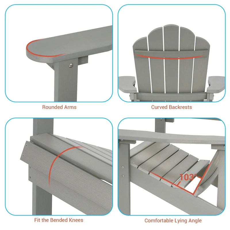 BONOSUKI Outdoor Adirondack Chair,HIPS Wooden-Like Finish Single Chair