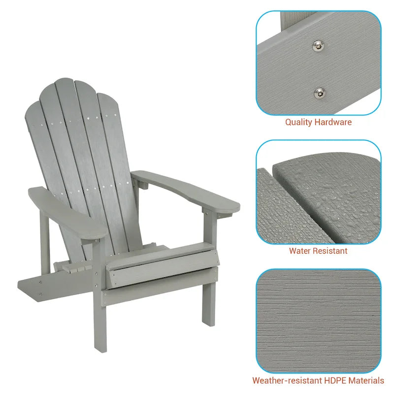 BONOSUKI Outdoor Adirondack Chair,HIPS Wooden-Like Finish Single Chair