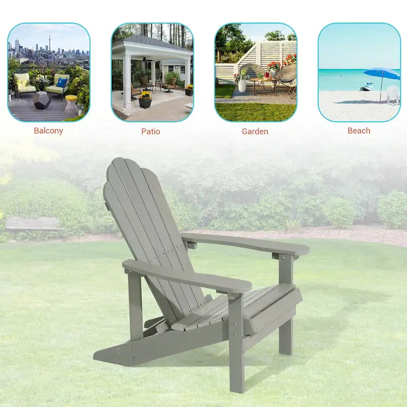BONOSUKI Outdoor Adirondack Chair,HIPS Wooden-Like Finish Single Chair