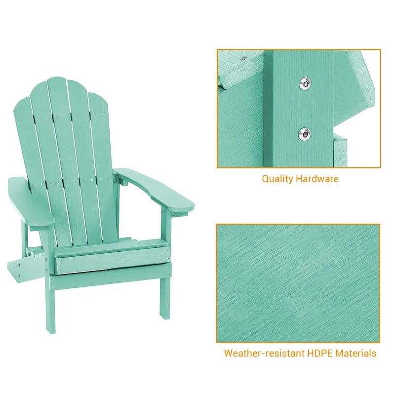 BONOSUKI Outdoor Adirondack Chair,HIPS Wooden-Like Finish Single Chair