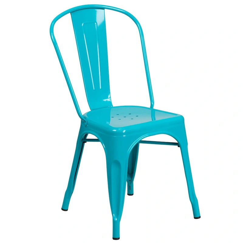 Industrial Stackable Metal Side Chair - N/A