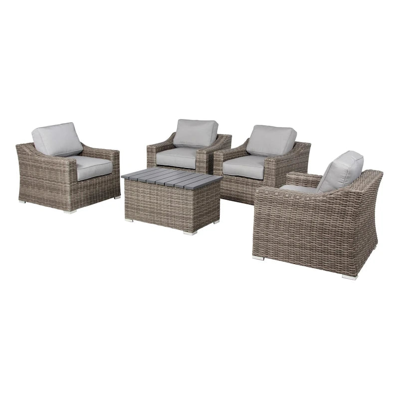 Marina Grey Wicker 5-piece Club Set