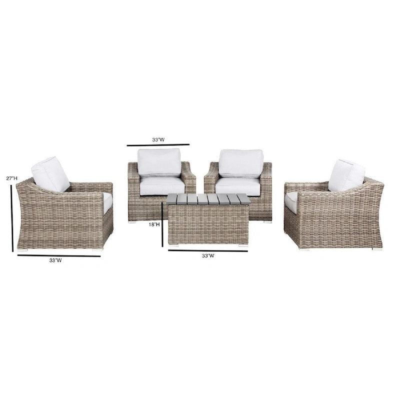 Marina Grey Wicker 5-piece Club Set