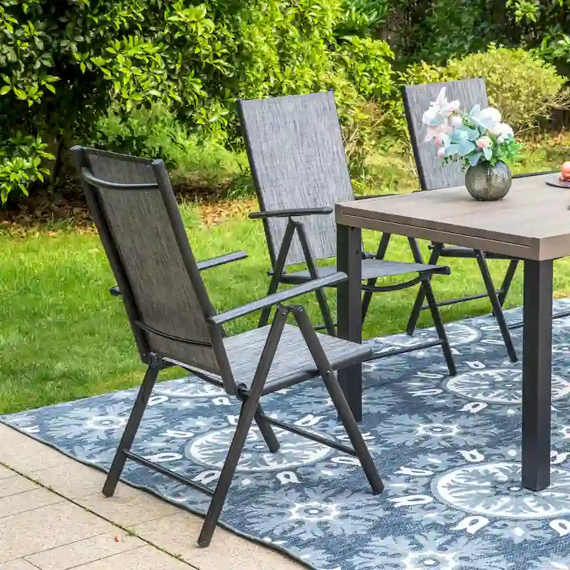 9 Pieces Patio Dining Set, 60 Inch Square Metal Table and Sling Dining Chairs Seats Up to 8