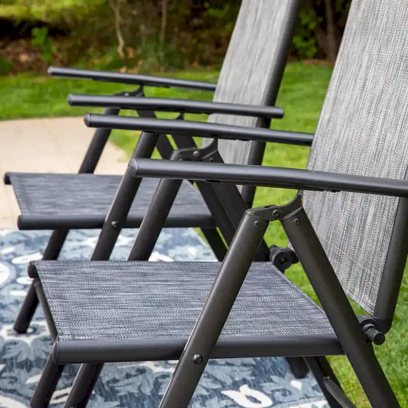 9 Pieces Patio Dining Set, 60 Inch Square Metal Table and Sling Dining Chairs Seats Up to 8