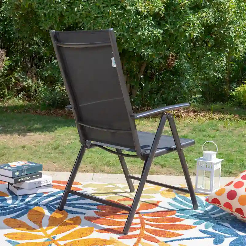 9 Pieces Patio Dining Set, 60 Inch Square Metal Table and Sling Dining Chairs Seats Up to 8