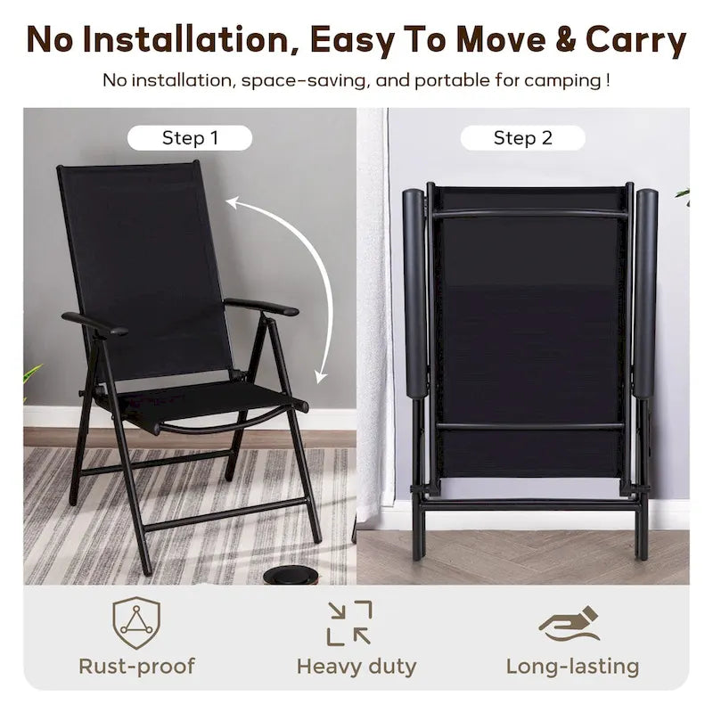 9 Pieces Patio Dining Set, 60 Inch Square Metal Table and Sling Dining Chairs Seats Up to 8