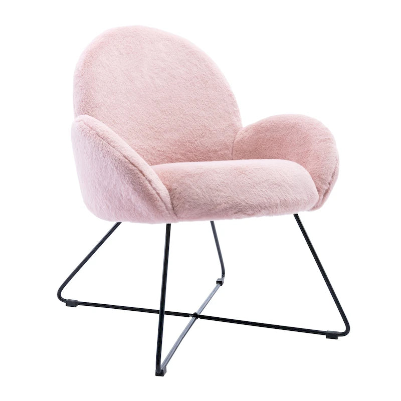 Modern Fleece Upholstered Accent Chair with Arms - Grey, White, Pink for 1